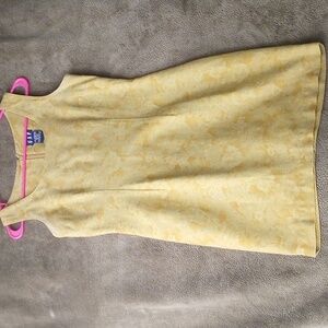 Free 🚛 LDS GAP 6 Linen/Cotton Wide Strap Sleeveless Mini Goldish-Floral Imprint